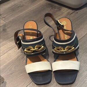 Tory Burch Women's Navy and White Sandals